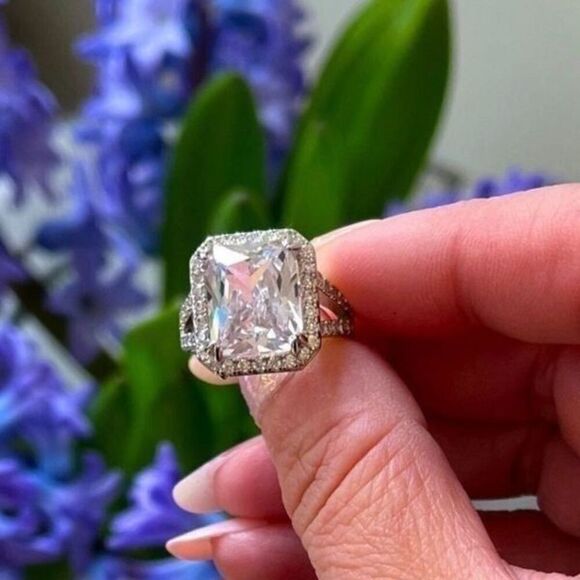 The Upgrade Ring 6 Carat statement engagement cocktail ring in 925 silver sz 6 - Picture 4 of 12